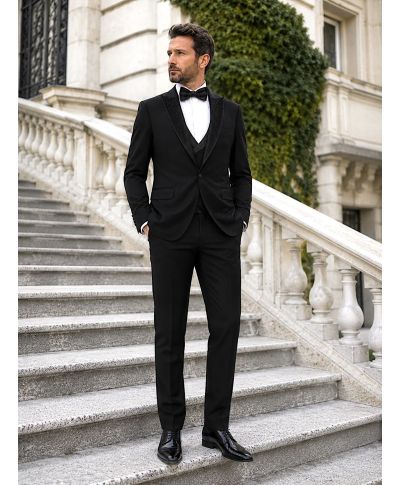 Smoking nero con rever in strass neri - Cremona - Diciottesimo compleanno - Gogolfun.it
