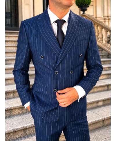 Abito uomo doppiopetto gessato beige - Boris - Abiti uomo eleganti - Gogolfun.it