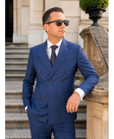 Abito uomo doppiopetto gessato beige - Boris - Abiti uomo eleganti - Gogolfun.it
