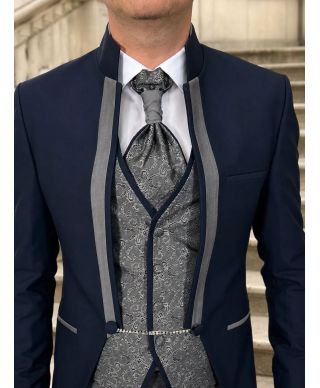 Abito sposo blu con collo coreano - Memory - Abiti e smoking sposo - Gogolfun.it