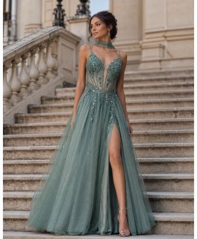 Abito da cerimonia in tulle con corpetto lavorato - Deosia - Abiti diciottesimo e matrimonio - Gogolfun.it
