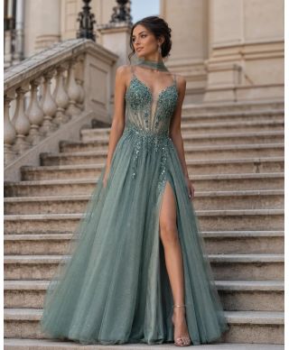 Abito da cerimonia in tulle con corpetto lavorato - Deosia - Abiti diciottesimo e matrimonio - Gogolfun.it