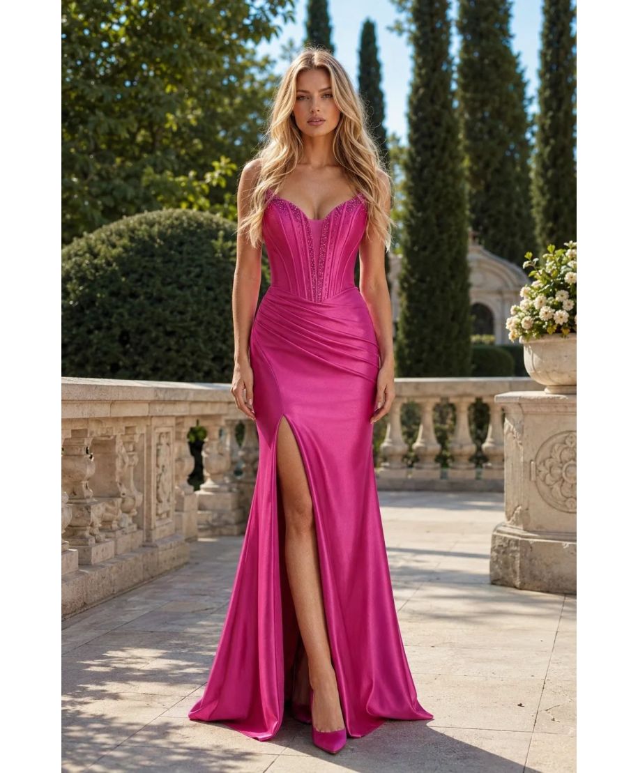Vestito elegante a sirena fuxia - Maurilia - Abiti da cerimonia online - Gogolfun.it