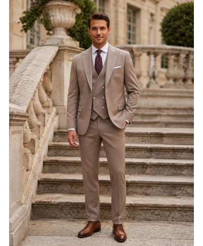 Abito uomo beige con gilet - Guglielmo - Abiti uomo giovanili online - Gogolfun.it