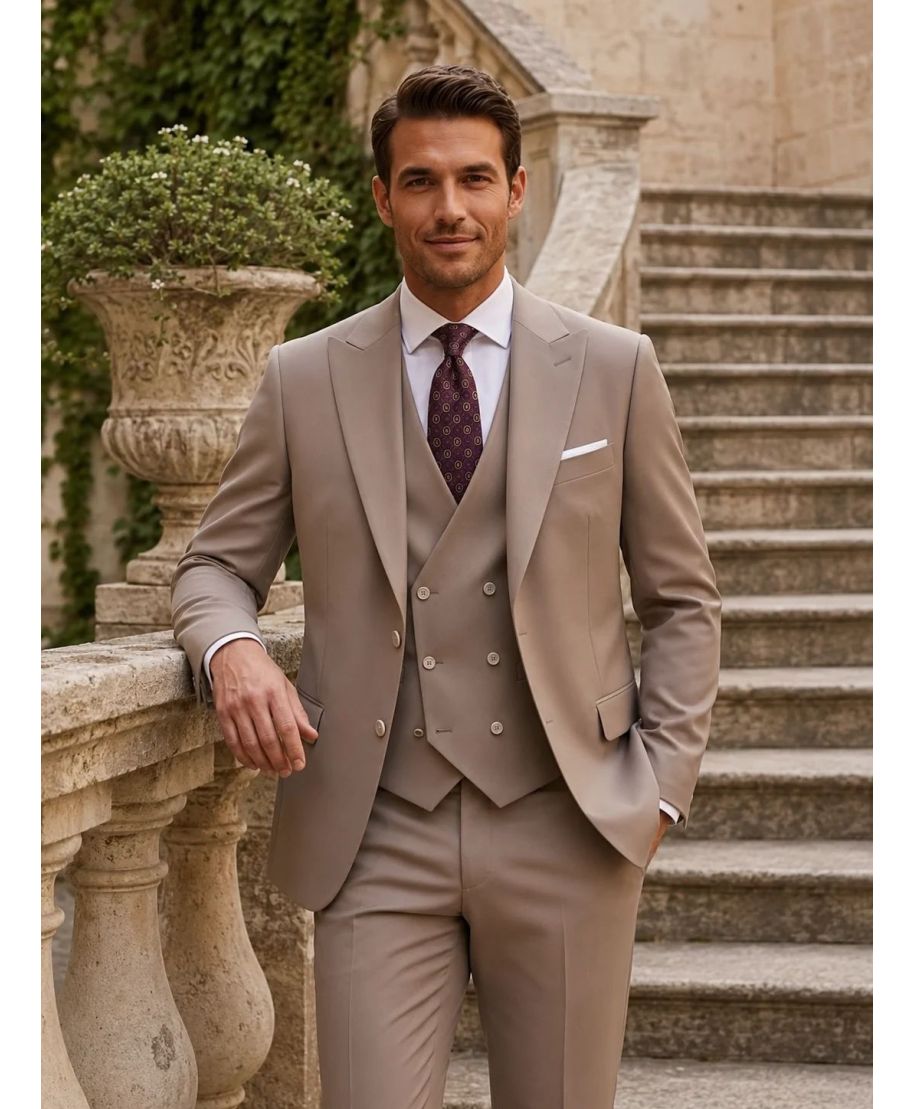 Abito uomo beige con gilet - Guglielmo - Abiti uomo giovanili online - Gogolfun.it