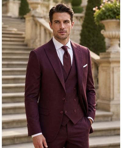 Abito uomo bordeaux con gilet - Gulielmo - Abiti uomo da cerimonia giovanili - Gogolfun.it