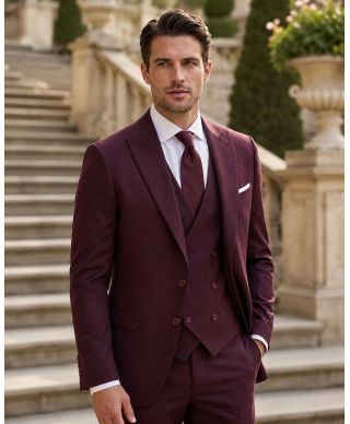 Abito uomo bordeaux con gilet - Gulielmo - Abiti uomo da cerimonia giovanili - Gogolfun.it