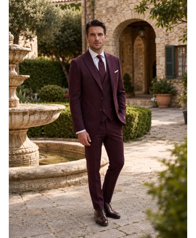 Abito uomo bordeaux con gilet - Gulielmo - Abiti uomo da cerimonia giovanili - Gogolfun.it