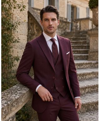 Abito uomo bordeaux con gilet - Gulielmo - Abiti uomo da cerimonia giovanili - Gogolfun.it