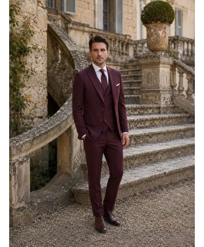 Abito uomo bordeaux con gilet - Gulielmo - Abiti uomo da cerimonia giovanili - Gogolfun.it