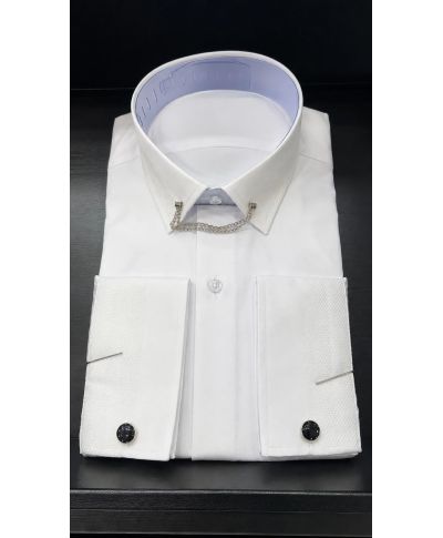 Camicia bianca con collar chain - Camicie uomo da cerimonia particolari - Gogolfun.it