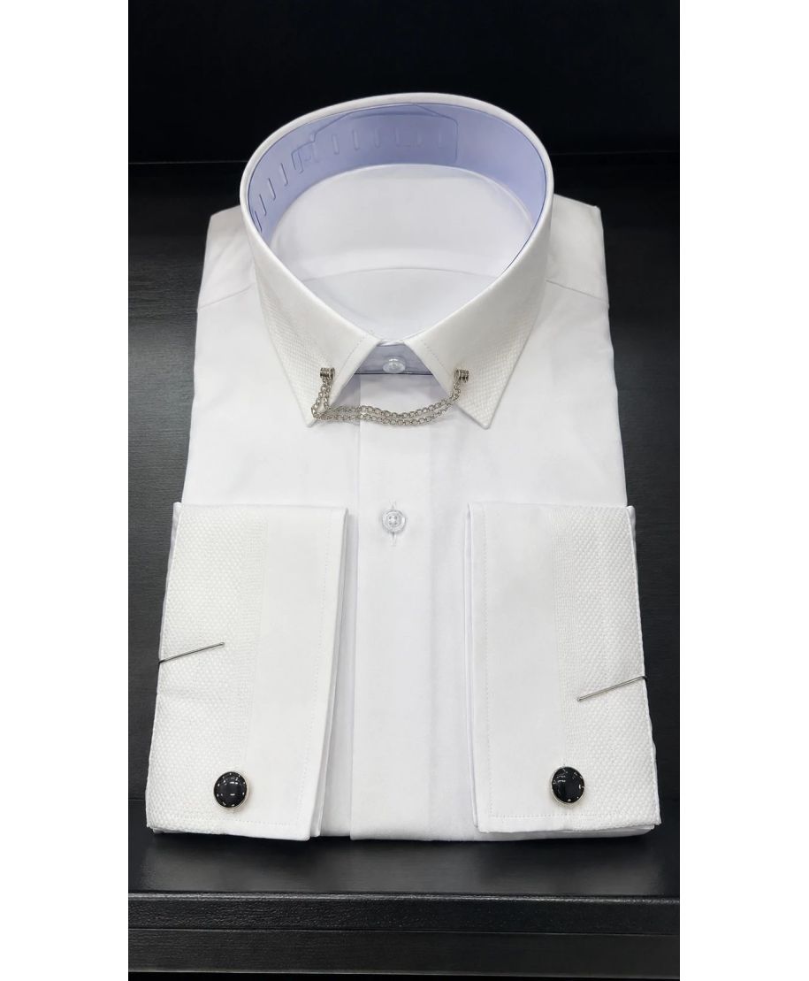Camicia bianca con collar chain - Camicie uomo da cerimonia particolari - Gogolfun.it