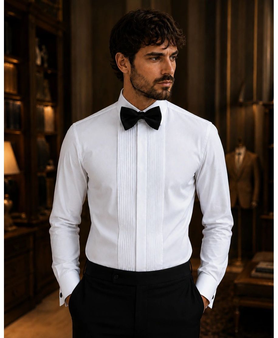 Camicia bianca collo diplomatico - Camicie da smoking particolari - Gogolfun.it