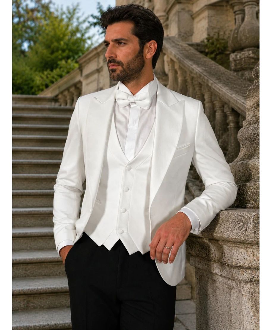 Smoking uomo bianco - Jeffrey - Smoking sposo particolare - Gogolfun.it