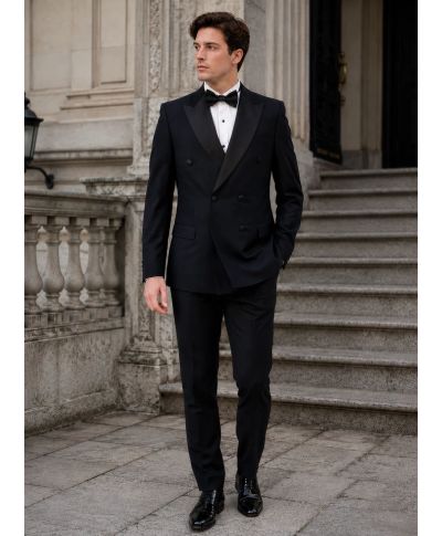 Smoking uomo nero, doppiopetto - Jacob - Cerimonia uomo online - Gogolfun.it