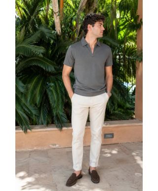 Polo uomo verde, con  Zip - Piquet  - Modello Claudio