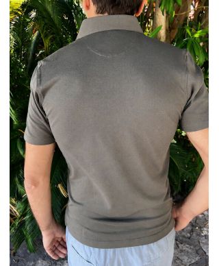 Polo uomo verde, con  Zip - Piquet  - Modello Claudio