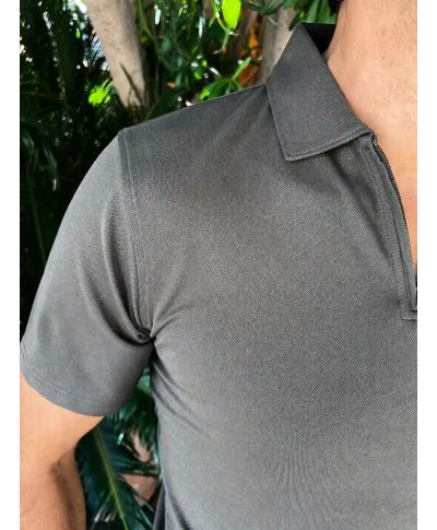 Polo uomo verde, con  Zip - Piquet  - Modello Claudio