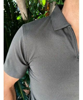 Polo uomo verde, con  Zip - Piquet  - Modello Claudio