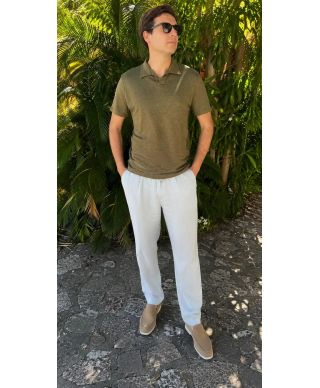Polo uomo in lino, Milo - Collo Bowling
