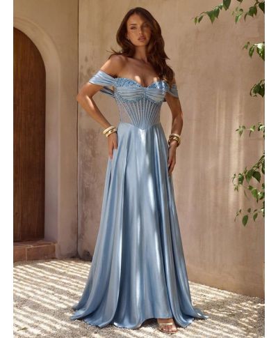 Abito da cerimonia azzurro polvere - Liandra