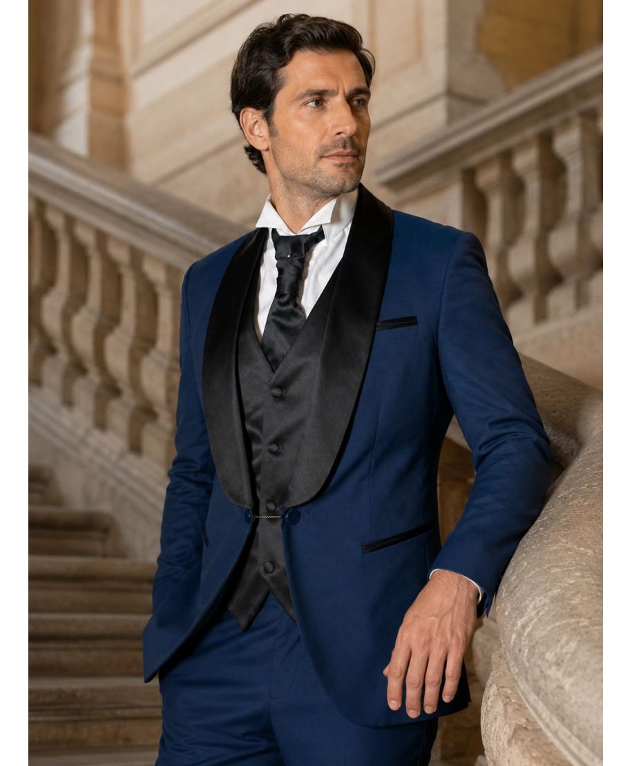 Smoking uomo blu con gilet - Ikaro - Abiti da cerimonia uomo online - Gogolfun.it