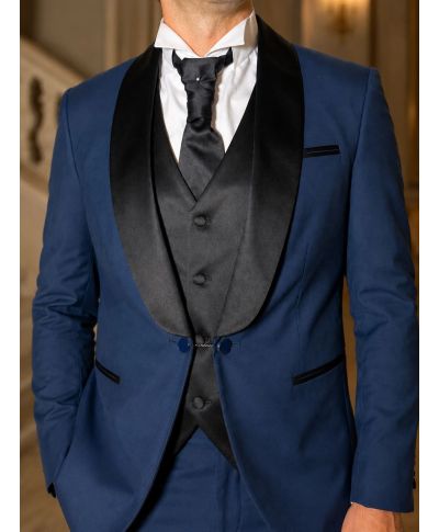 Smoking uomo blu con gilet - Ikaro - Abiti da cerimonia uomo online - Gogolfun.it