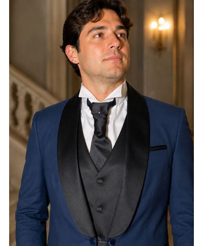 Smoking uomo blu con gilet - Ikaro - Abiti da cerimonia uomo online - Gogolfun.it