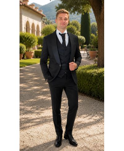 Smoking uomo nero con gilet - Ikaro - Abiti da cerimonia uomo online - Gogolfun.it