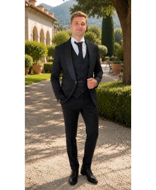 Smoking uomo nero con gilet - Ikaro - Abiti da cerimonia uomo online - Gogolfun.it