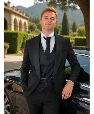 Smoking uomo nero con gilet - Ikaro - Abiti da cerimonia uomo online - Gogolfun.it