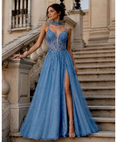 Abito da cerimonia in tulle con corpetto lavorato - Deosia - Abiti diciottesimo e matrimonio - Gogolfun.it