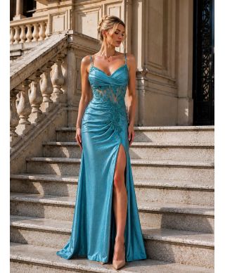 Abito da cerimonia verde tiffany - Versailles - Vestiti da diciottesimo, testimone, mamma della sposa - Gogolfun.it