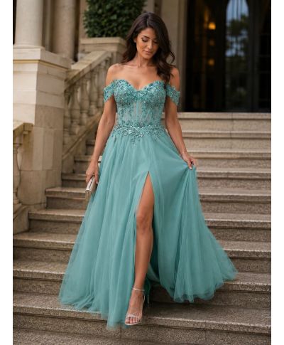 Vestito da cerimonia con gonna in tulle - Loira - Abiti da cerimonia online - Gogolfun.it
