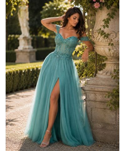 Vestito da cerimonia con gonna in tulle - Loira - Abiti da cerimonia online - Gogolfun.it