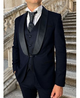 Smoking uomo blu con gilet - Ikaro - Smoking e abiti uomo online - Gogolfun.it