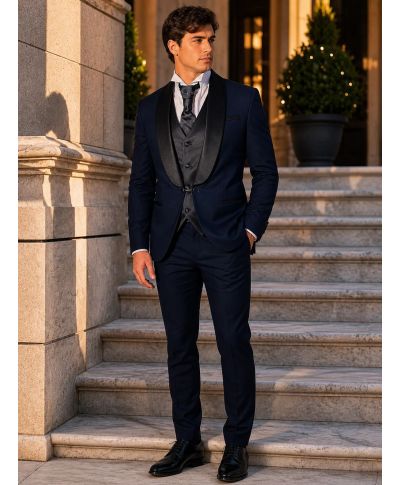 Smoking uomo blu con gilet - Ikaro - Smoking e abiti uomo online - Gogolfun.it