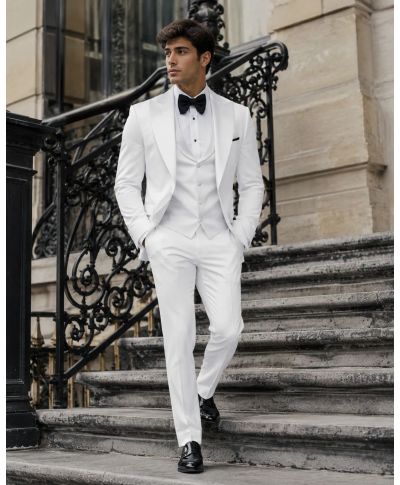 Smoking uomo bianco con gilet - Verdadero - Abiti da sposo gogolfun.it