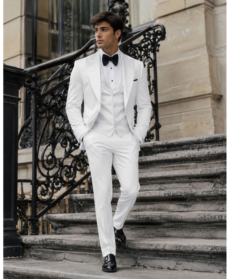 Smoking uomo bianco con gilet - Verdadero - Abiti da sposo gogolfun.it
