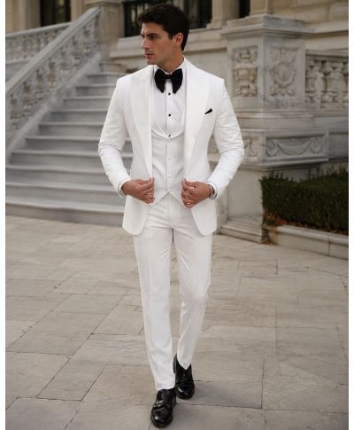 Smoking uomo bianco con gilet - Verdadero - Abiti da sposo gogolfun.it