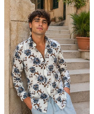 Camicia uomo estiva fantasia floreale - Key Jey