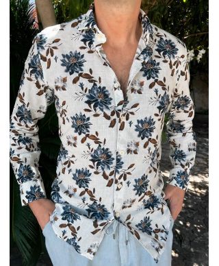 Camicia uomo estiva fantasia floreale - Key Jey - Gogolfun.it