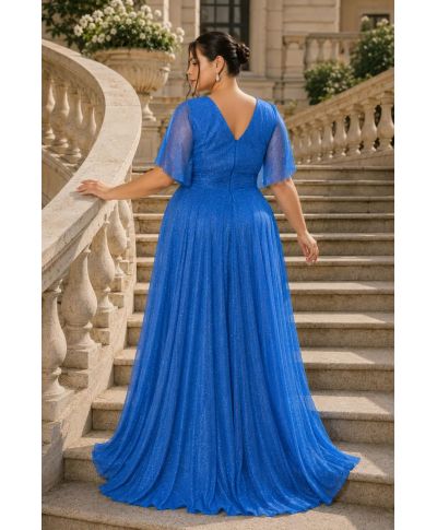 Vestito lungo elegante da cerimonia, azzurro - Sherry - Cerimonia taglie curvy - Gogolfun.it