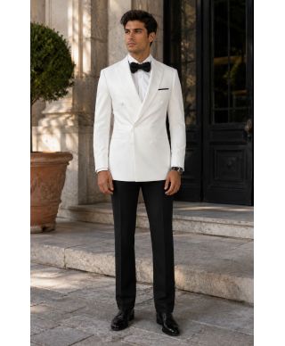 Smoking uomo doppiopetto Alamo - Bianco - Smoking sposo - Gogolfun.it