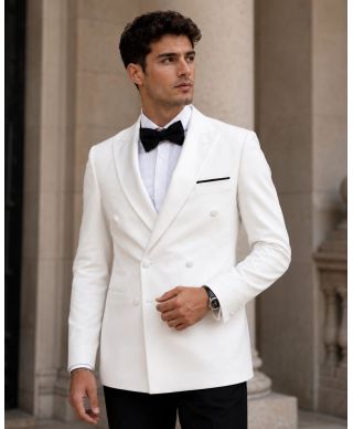 Smoking uomo doppiopetto Alamo - Bianco - Smoking sposo - Gogolfun.it