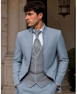 Abito sposo azzurro chiaro con gilet - Roberto - Abiti sposo online - Gogolfun.it