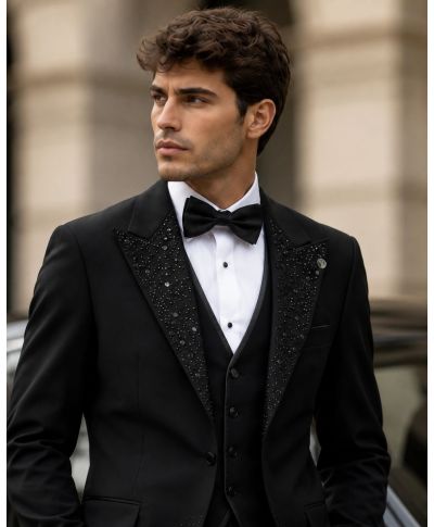 Smoking uomo nero con strass - Avignone - Smoking diciottesimo compleanno - Gogolfun.it