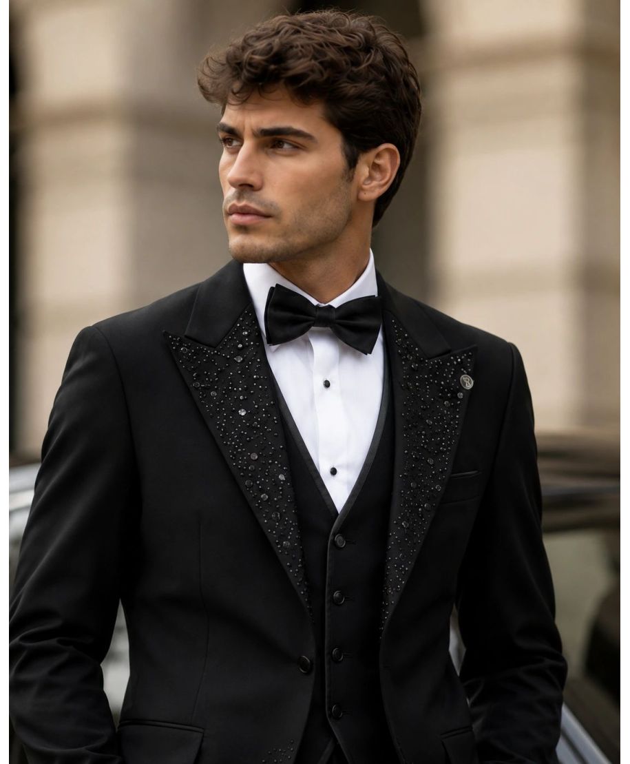 Smoking uomo nero con strass - Avignone - Smoking diciottesimo compleanno - Gogolfun.it