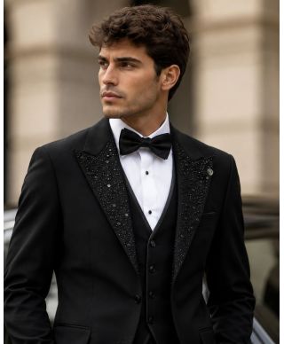 Smoking uomo nero con strass - Avignone - Smoking diciottesimo compleanno - Gogolfun.it