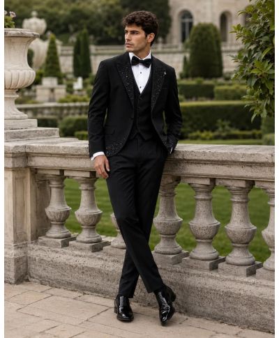 Smoking uomo nero con strass - Avignone - Smoking diciottesimo compleanno - Gogolfun.it